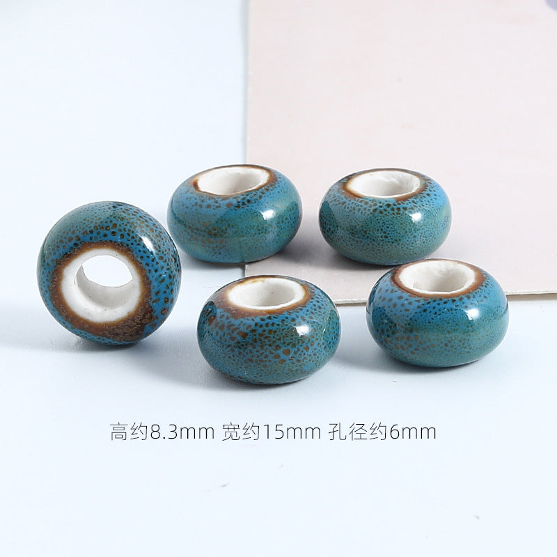 Ceramic Spacer Beads 15mm Fambe Glaze Large Hole 20pcs 8