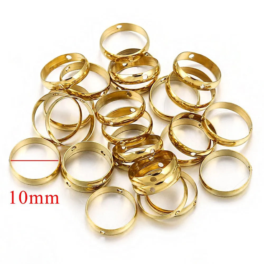 Stainless Steel Round Metal Beads Frame 10/12mm Polished Color Retaining 10pcs 9