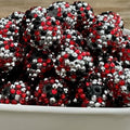 Rhinestone Bubblegum Beads 10-22mm Silver Black Red Confetti 5pcs