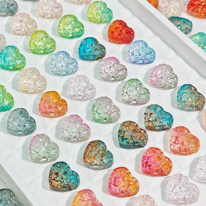 Transparent Bow Pattern Heart Glass Beads 14x16x7mm 25pcs