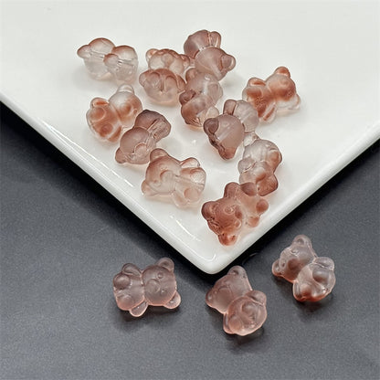 Bear Frosted Glass Beads 13x16mm Translucent with Gold Flecks 100pcs 3