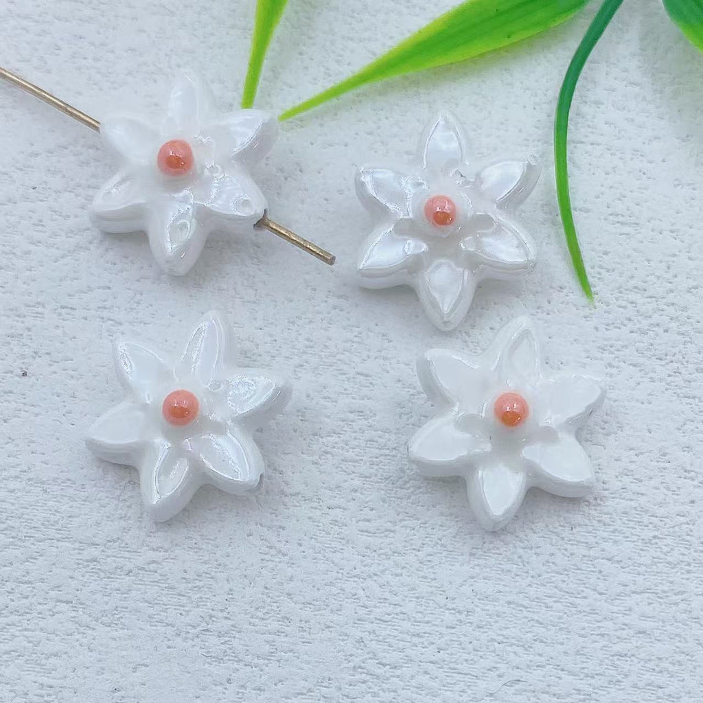 Camellia Ceramic Beads 17mm Glazed Multicolor Flower 10pcs 6