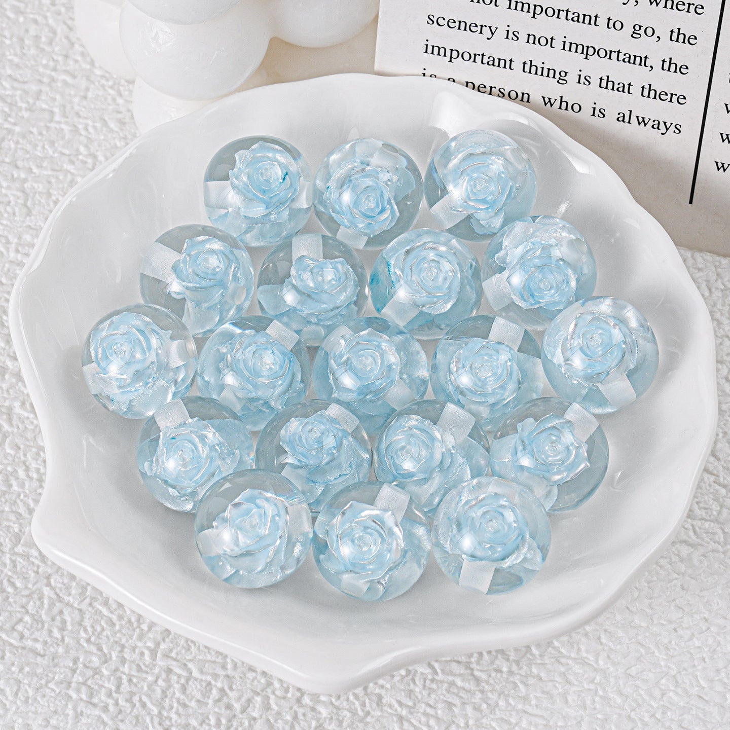 Blooming Flower Resin Beads 16mm Round Colorful 20pcs 11