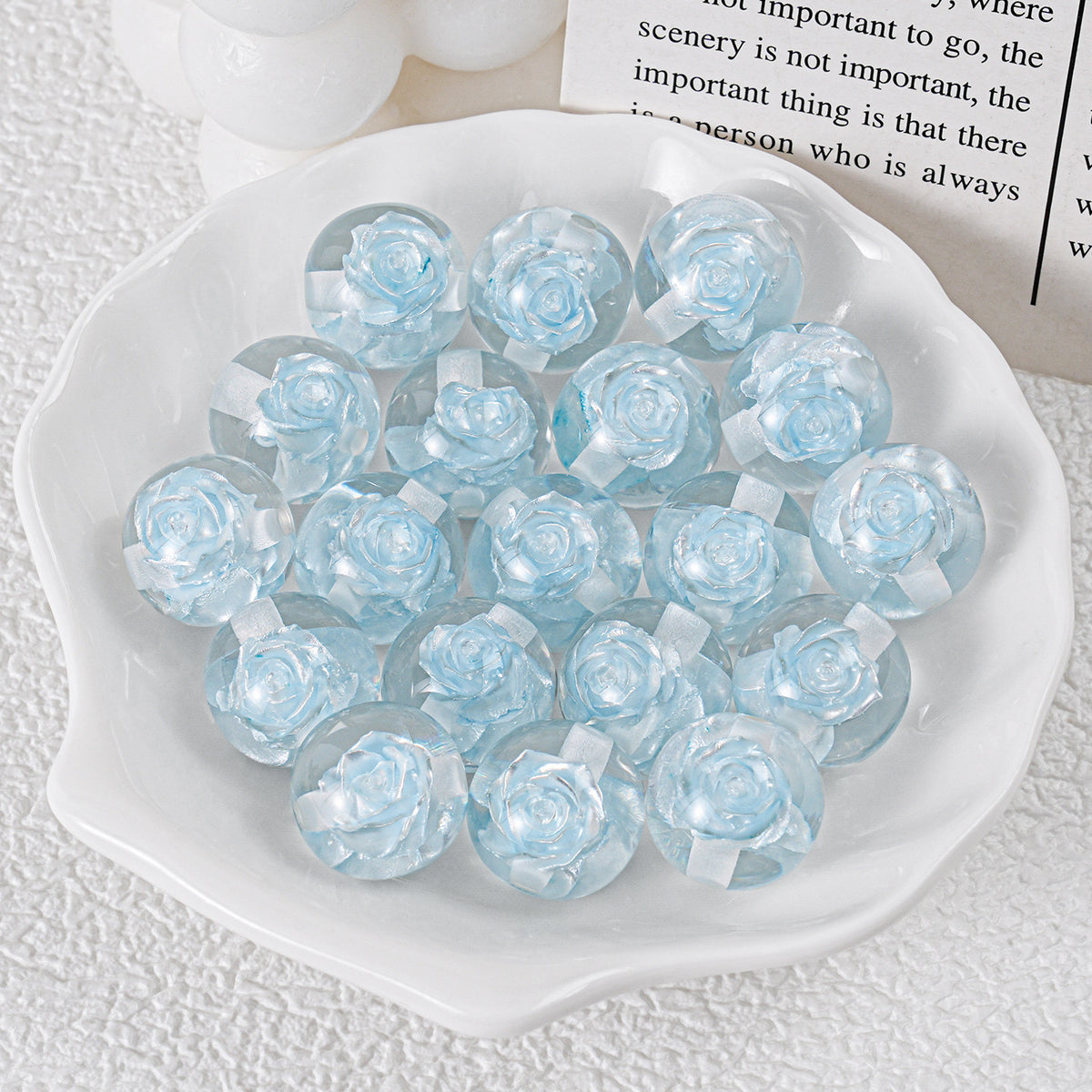 Blooming Flower Resin Beads 16mm Round Colorful 20pcs 11