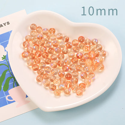 Transparent Double Color Glass Beads 10mm Glossy Shimmer 10pcs 13
