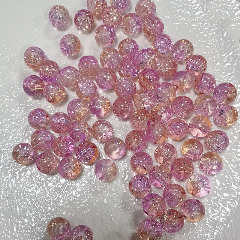 Crackle Round Glass Beads 10mm Vibrant Colors Sparkling Texture 100pcs 26