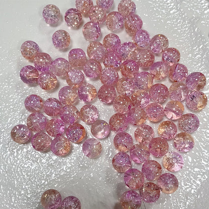 Crackle Round Glass Beads 10mm Vibrant Colors Sparkling Texture 100pcs 26