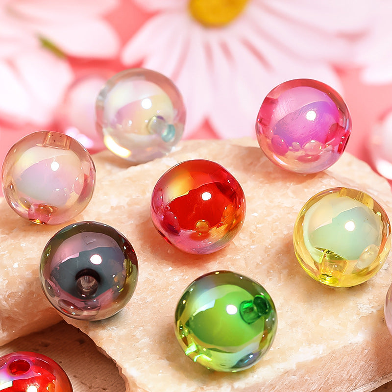 Transparent Round Acrylic Beads 16mm UV Plating Colored 100pcs