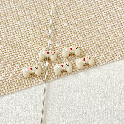 Teddy Bear and Game Controller Metal Beads Painted Alloy 10pcs 28