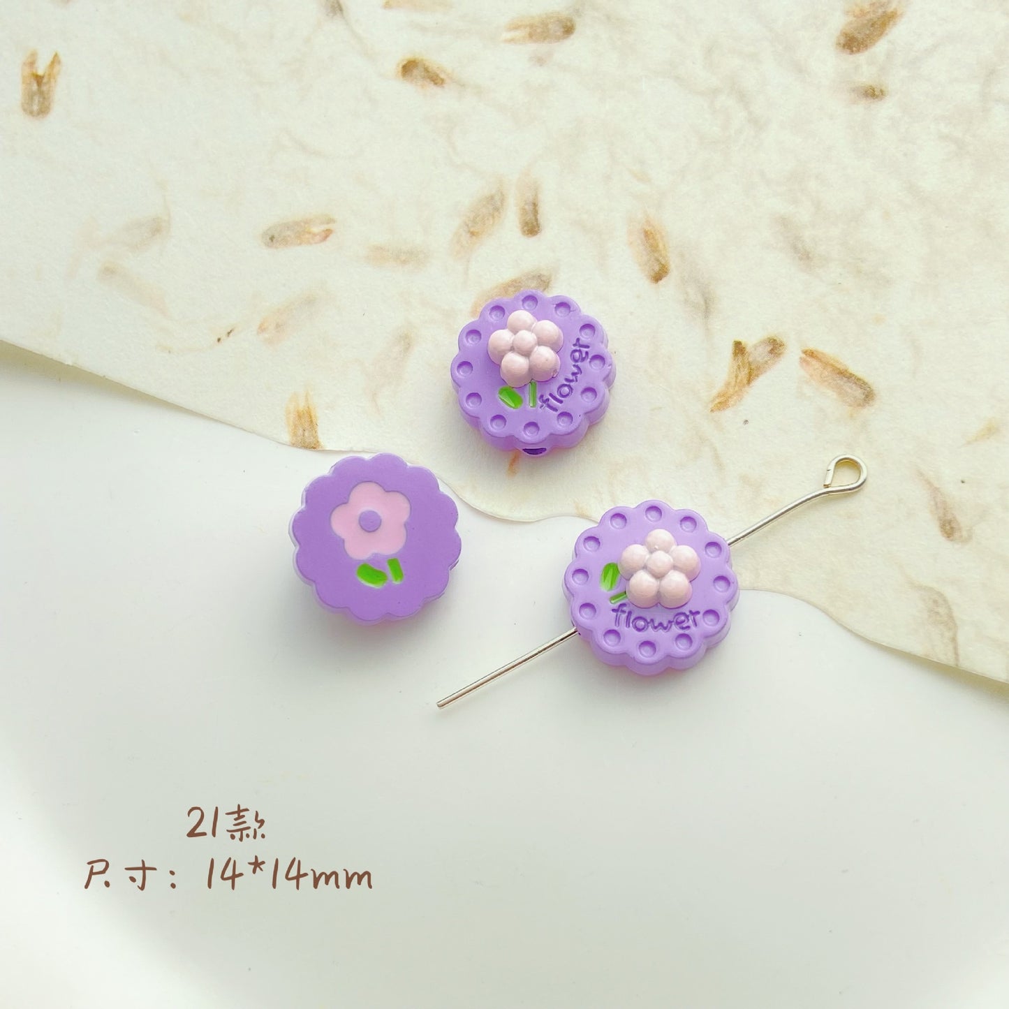 Cat Strawberry Moon Metal Beads Purple Tone Baking Painted 10pcs 23
