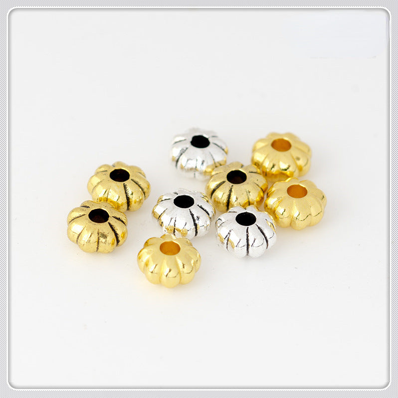 Alloy Flat Pumpkin Spacer Beads 5-7mm Striped Tibetan Style 100pcs 2