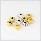 Alloy Flat Pumpkin Spacer Beads 5-7mm Striped Tibetan Style 100pcs 2
