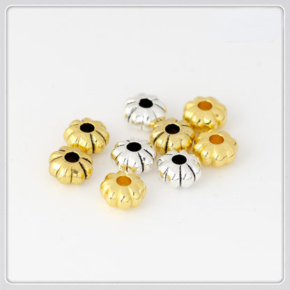 Alloy Flat Pumpkin Spacer Beads 5-7mm Striped Tibetan Style 100pcs 2