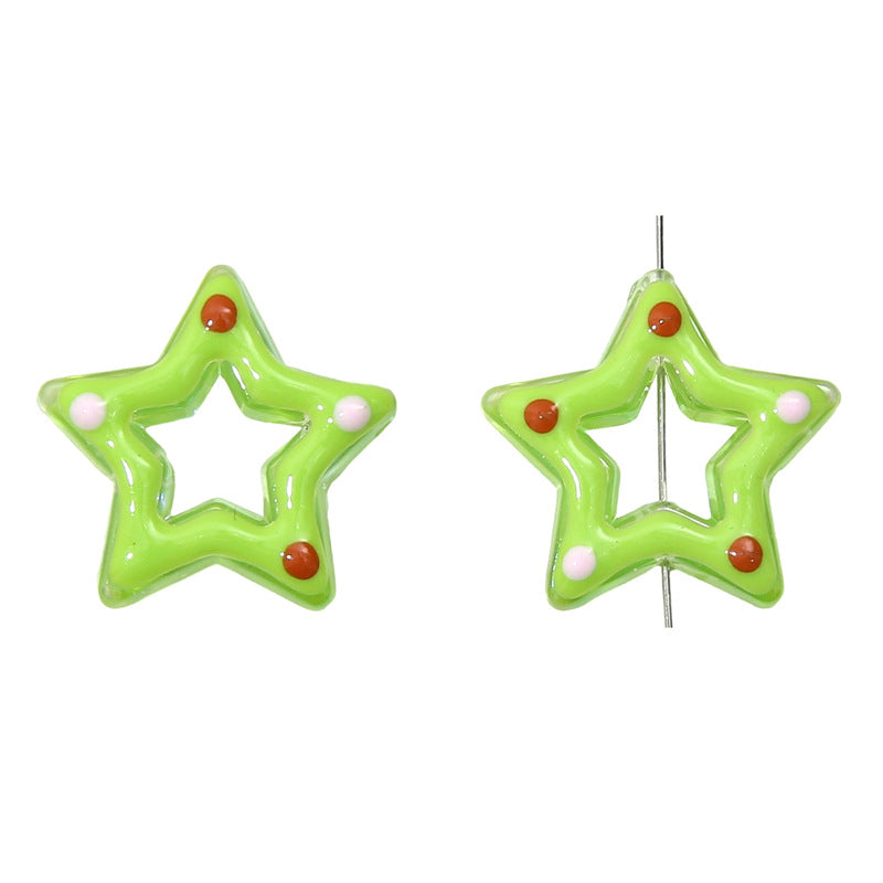 Glossy Hollow Star Acrylic Beads 27mm Pastel Colors 2pcs 10