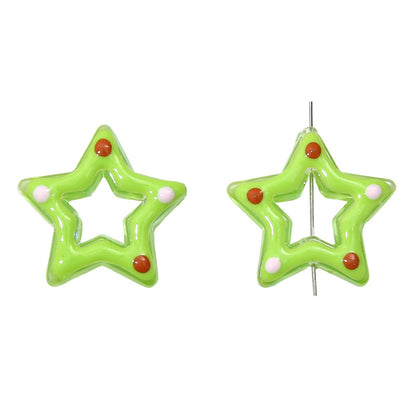 Glossy Hollow Star Acrylic Beads 27mm Pastel Colors 2pcs 10