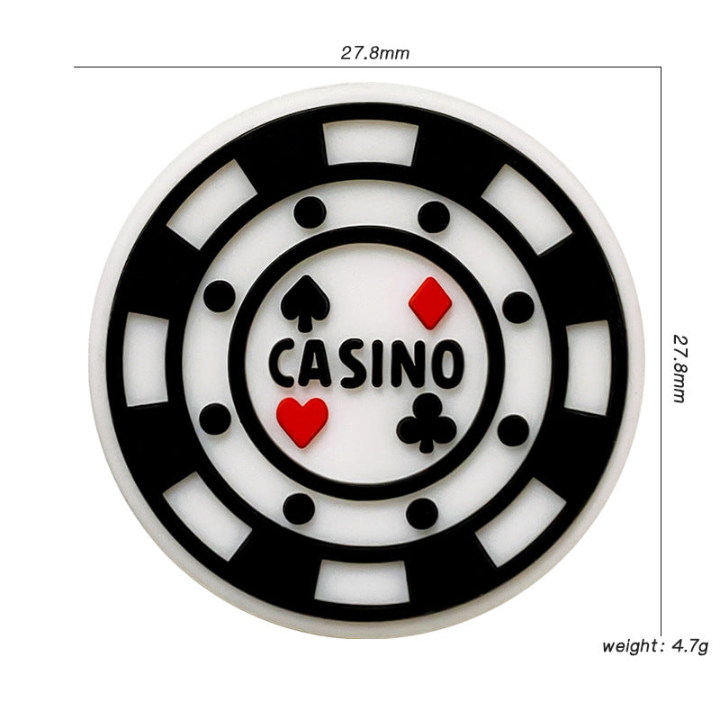 Silicone Focal Beads Casino Chip With Casino Text 20pcs 3