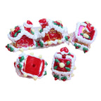 Hand Painted Acrylic Beads 3D Christmas Bells and Cabin 5pcs 5