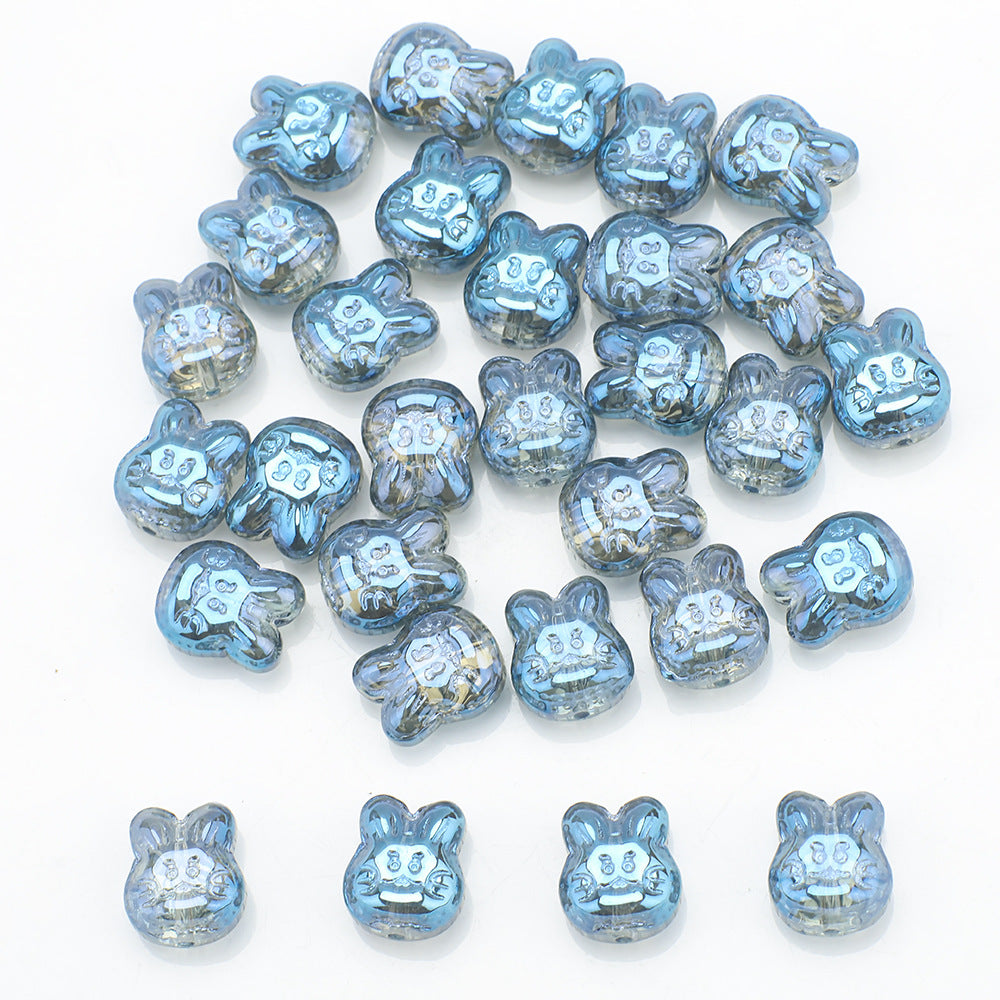 Plating Bunny Head Glass Beads 12mm Iridescent 30pcs 9