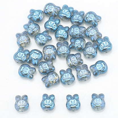 Plating Bunny Head Glass Beads 12mm Iridescent 30pcs 9