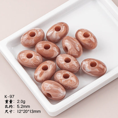 Marble Texture Oval Resin Beads 20mm Glossy Mixed Colors 20pcs 9