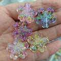 UV Plating Cherry Blossom Acrylic Beads 23mm Transparent Colorful 100pcs