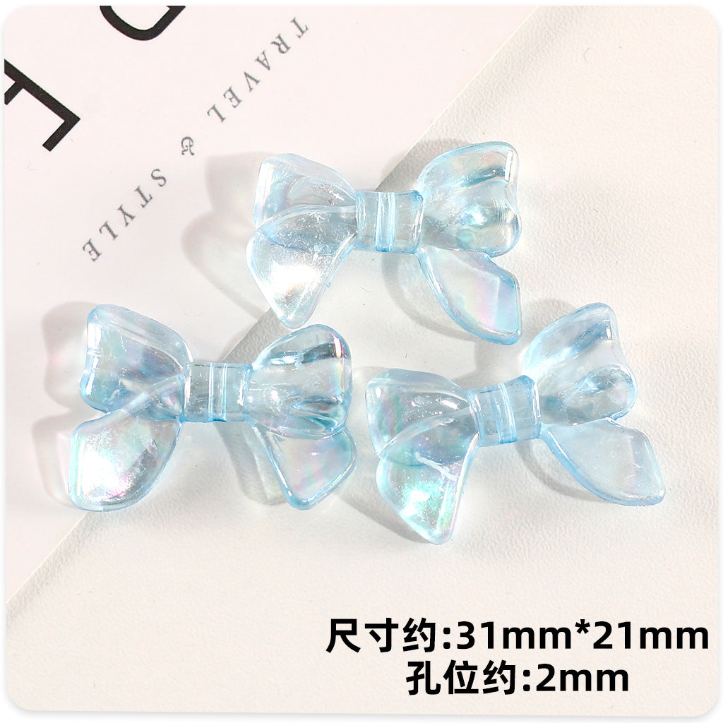 Transparent Bow Acrylic Beads 31mm AB Colored Plating 1pc 12