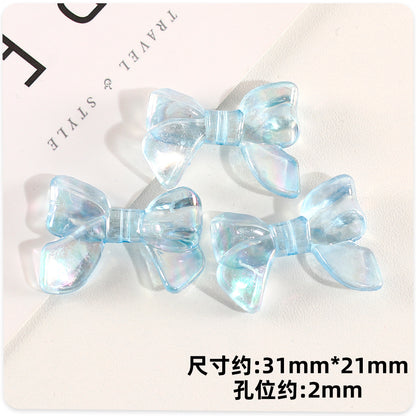 Transparent Bow Acrylic Beads 31mm AB Colored Plating 1pc 12