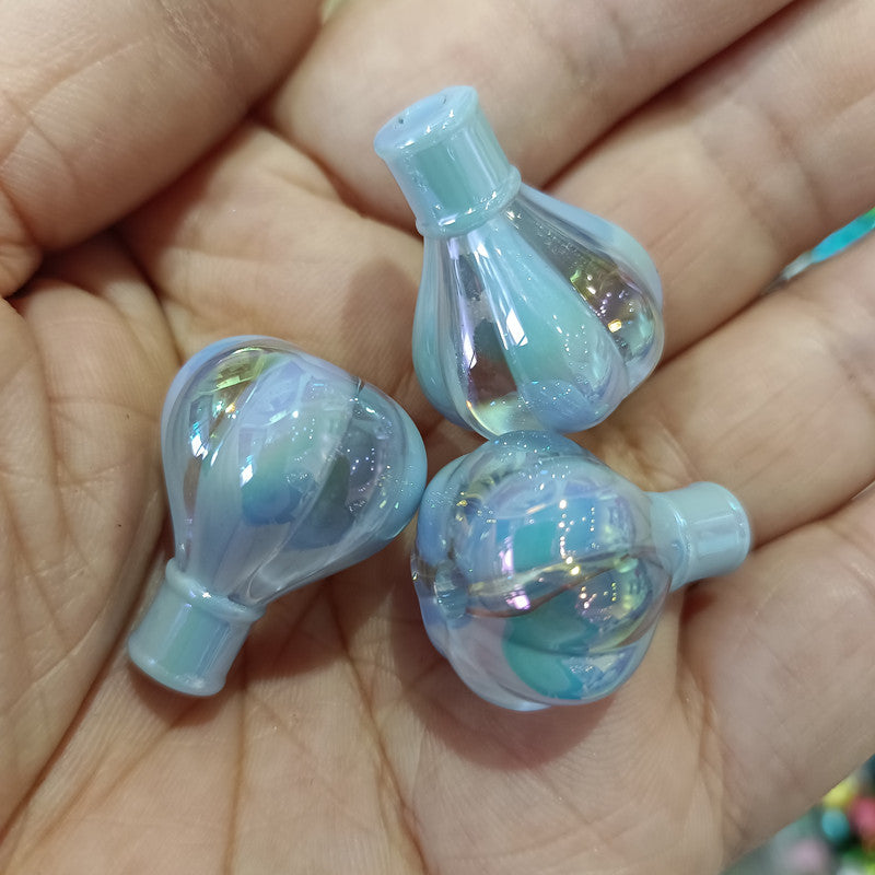 UV Plated Hot Air Balloon Acrylic Beads 25mm Dual Color 50pcs 4