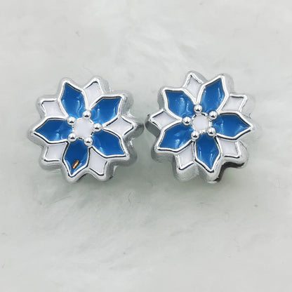 Dual Color Flower Acrylic Beads 12mm Enamel Finish 50pcs 9