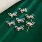 Jewelled Bow Rhinestone Beads 22mm Alloy Decorative 10pcs 7
