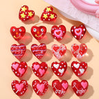 Hand Painted Heart Glass Beads 20mm Red Enamel 2pcs