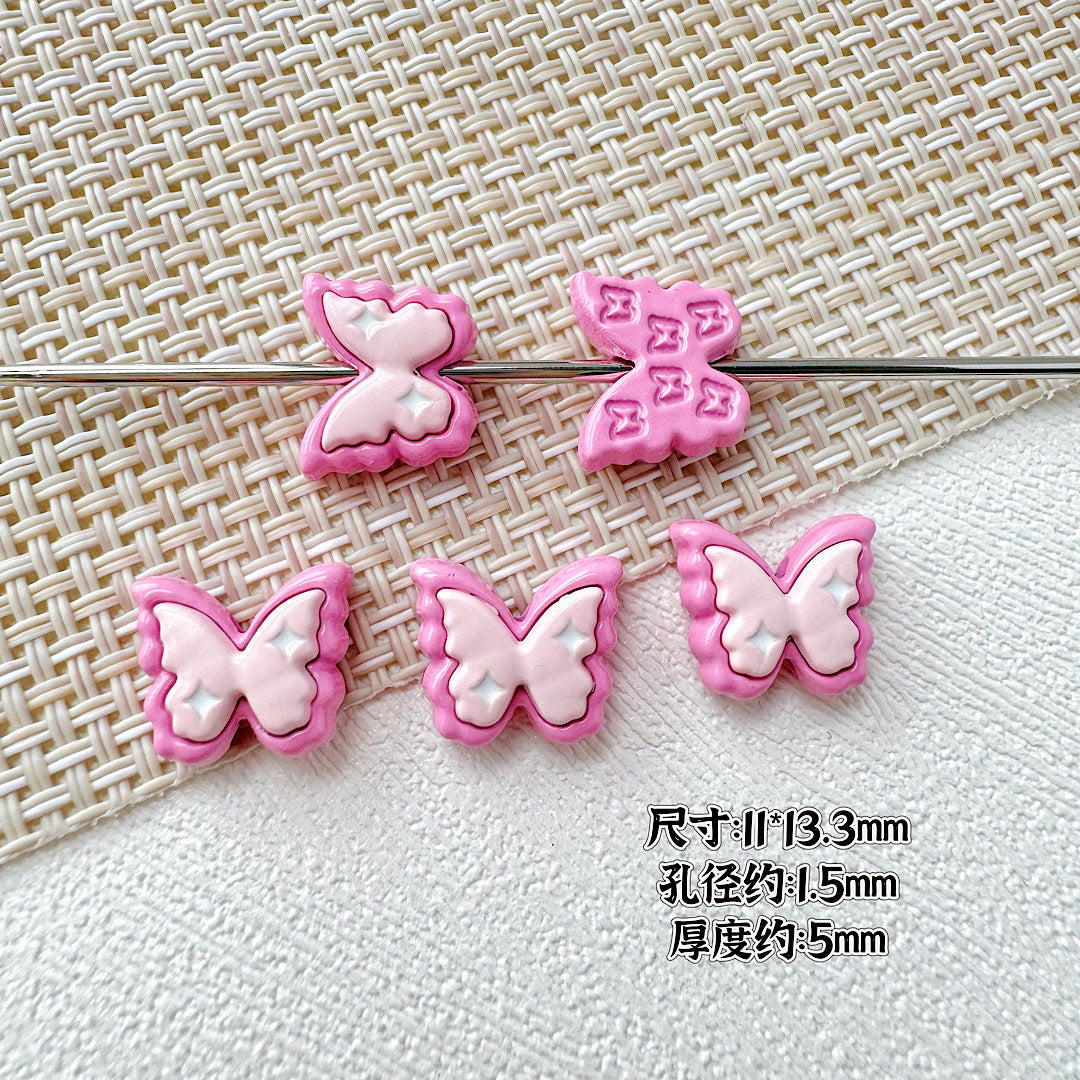 Butterfly Painted Metal Beads Decorative Alloy 10pcs 15