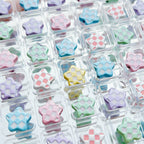 Star Metal Beads 12mm Baking Painted Plaid Pattern 10pcs
