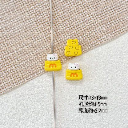 Cat and Bear Candy Painted Metal Beads 13 16mm Glossy 10pcs 7