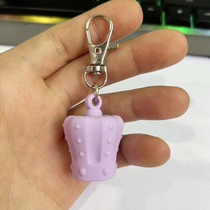 Silicone Chapstick Keychain Caps Crown Striped Smooth Shapes 3pcs 10
