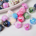 Plating Rose Ball Acrylic Beads 16mm Dual Color Glossy 50pcs