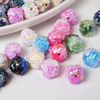 Plating Rose Ball Acrylic Beads 16mm Dual Color Glossy 50pcs