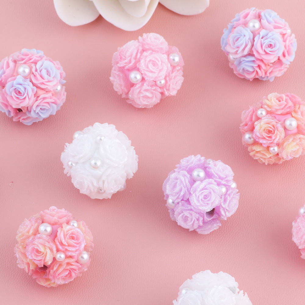 Flower Cluster Clay Beads 20mm Gradient Rose Pearly Pastel 10pcs 2