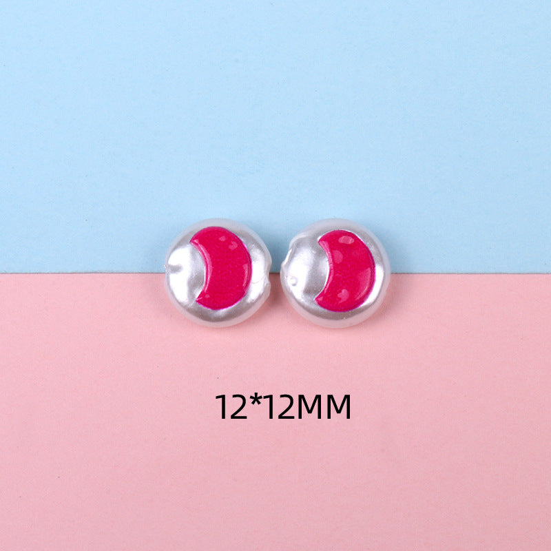 Hand Painted Cartoon Pattern Pearlized Acrylic Beads ABS Plastic 10pcs 15