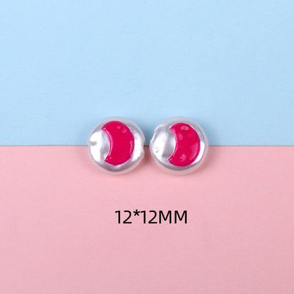 Hand Painted Cartoon Pattern Pearlized Acrylic Beads ABS Plastic 10pcs 15