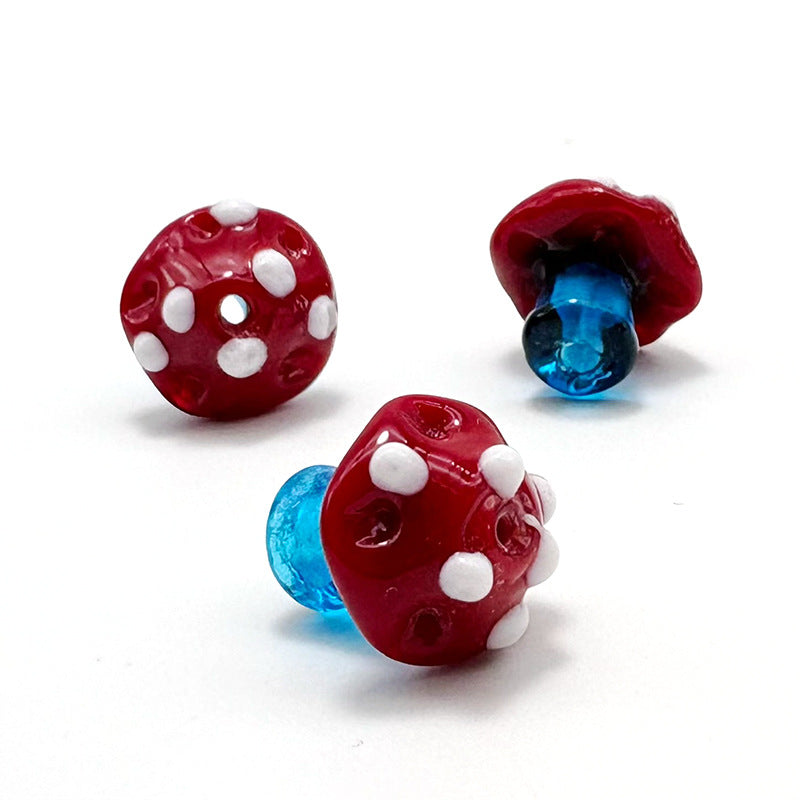 Hand Painted Mushroom Glass Beads 16mm 3D Enamel Focal Bead 1pc 10