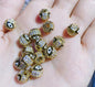 Round Rhinestone Beads 8mm 10mm Evil Eye Enamel Brass 1pc 7