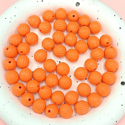Painted Round Acrylic Beads 12mm Creamy Pumpkin Matte 100pcs 4
