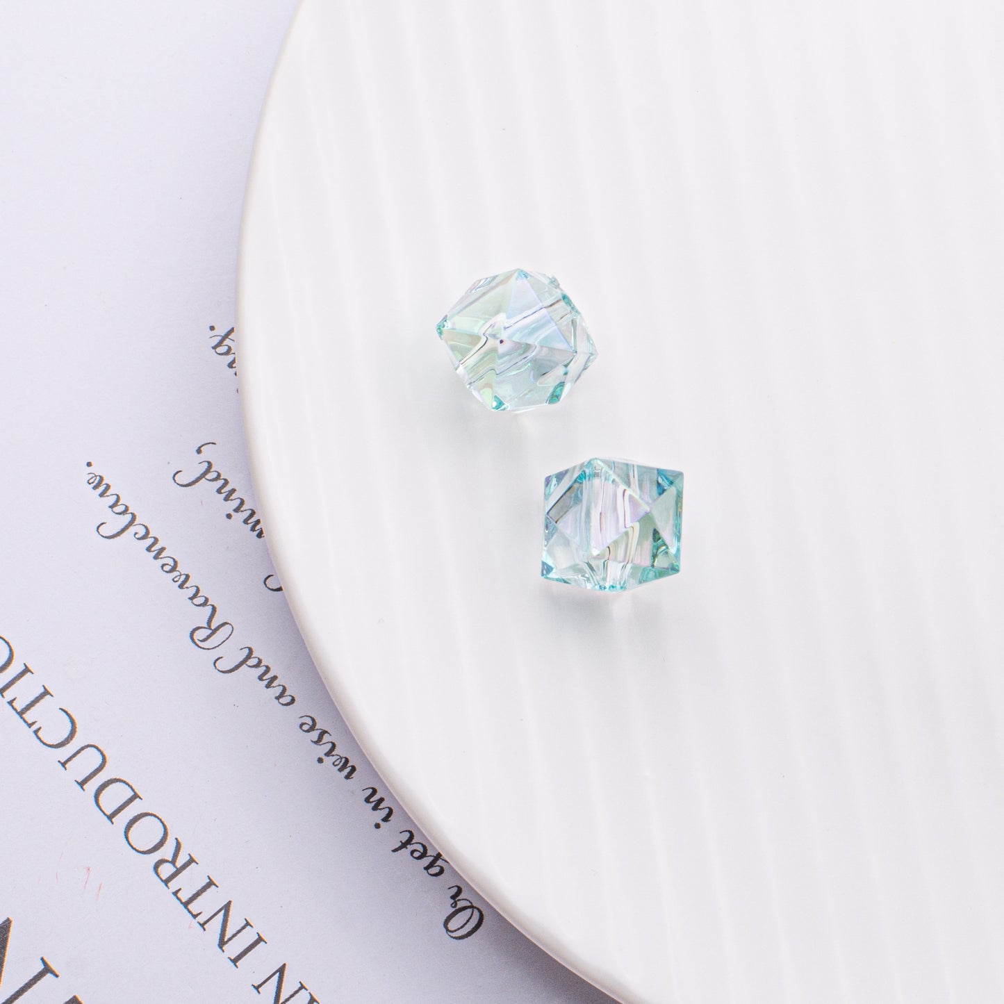 Translucent Angular Faceted Square Acrylic Beads 14mm Pastel Rainbow 100pcs 7
