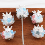 Rhinestone Flower Clay Beads 20mm Crown Butterfly Pastel Colors 5pcs 2