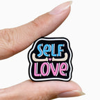 Silicone Focal Beads Self Love Colorful Lettering Black Background 20pcs 5