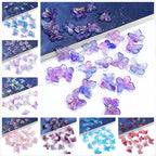 Czech Glass Beads Butterfly 11mm Translucent Purple Blue Pink 50pcs