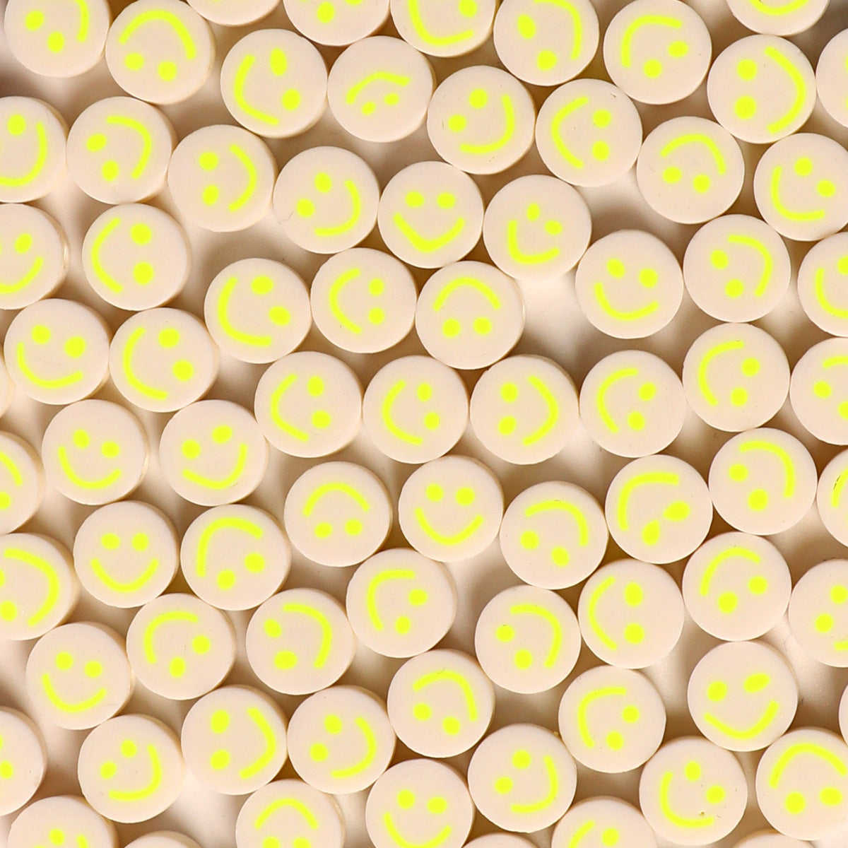 Flat Clay Beads 10mm Colorful Smiley Face Polymer 100pcs 10