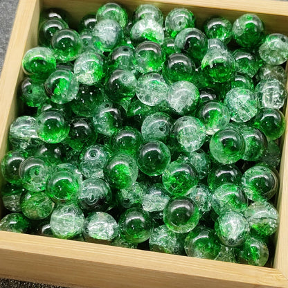 Crackle Glass Beads Round 10mm Transparent Mixed Colors 50pcs 47