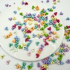 Painted V-Shaped Heart Acrylic Beads 6.7x8mm Glossy Mixed Colors 10pcs